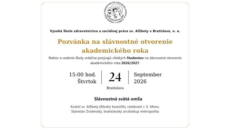 POZVÁNKA pre študentov: Slávnostné otvorenie akademického roka 2026/2027