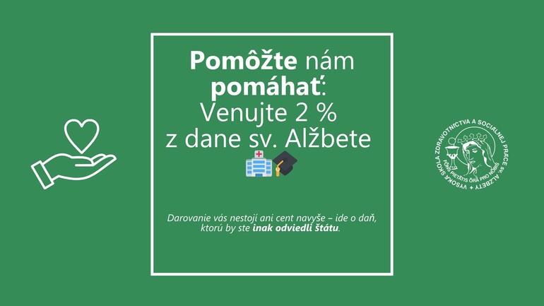 Darujte 2 % z dane Vysokej škole sv. Alžbety: Vaša pomoc mení životy