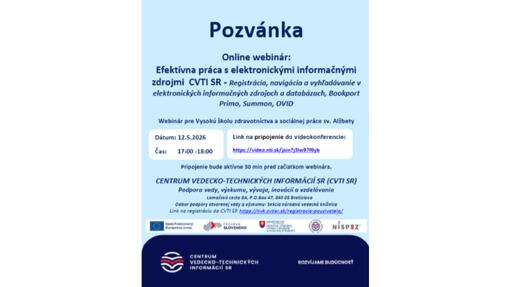 Efektívna práca s elektronickými informačnými zdrojmi CVTI SR – webinár