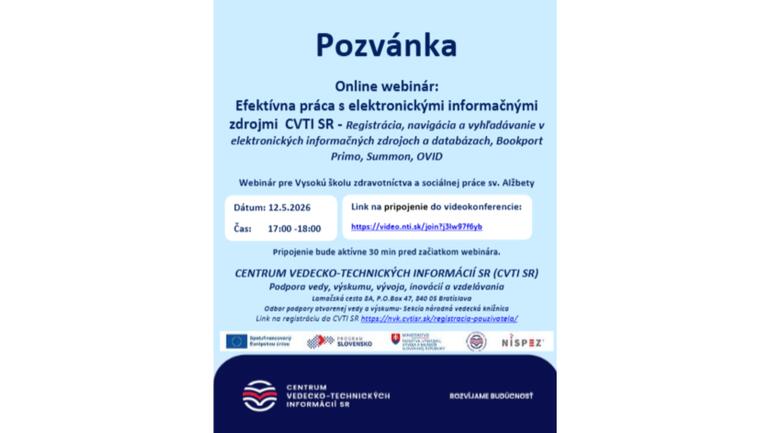 Efektívna práca s elektronickými informačnými zdrojmi CVTI SR – webinár