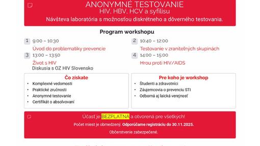 HSOS Forum 2025 – Workshops: Svetový deň HIV/AIDS – od teórie ku terénnej a laboratórnej praxi na VŠZaSP